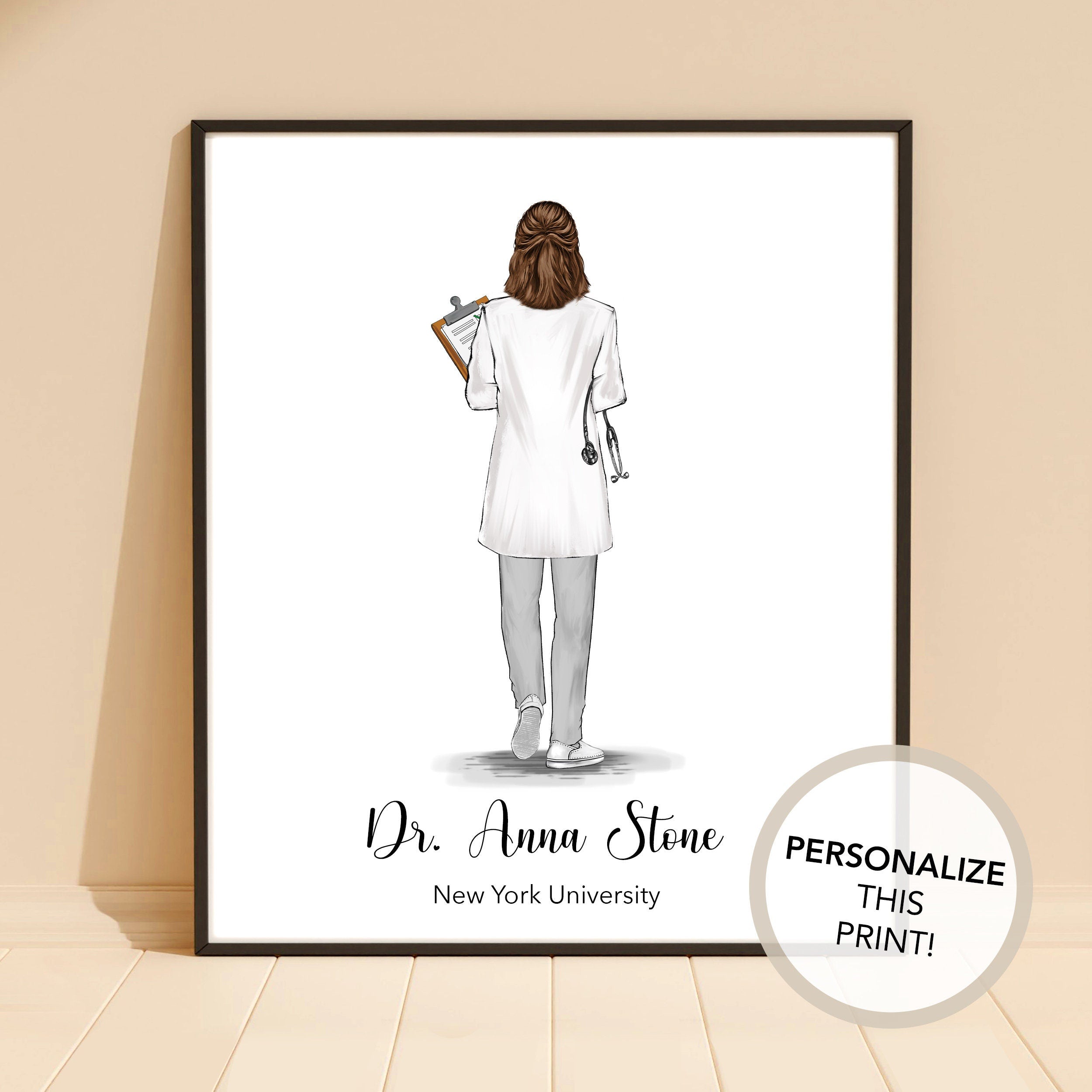 Doctor PHD Degree Graduation Personalized Print | 2026 Graduate Gift, Doctorate, University Grad Illustration, New Dr Art