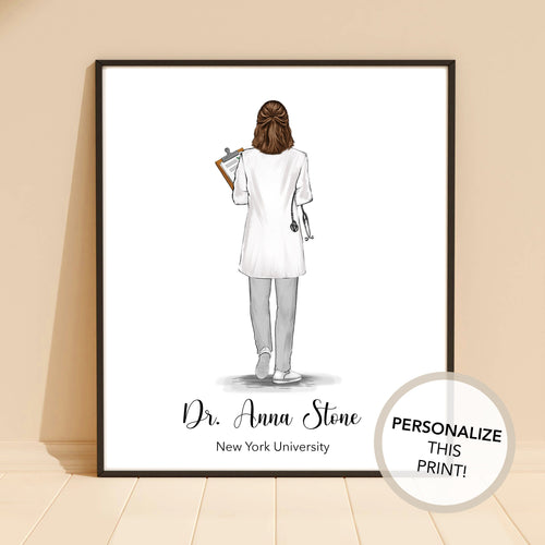 Doctor PHD Degree Graduation Personalized Print | 2026 Graduate Gift, Doctorate, University Grad Illustration, New Dr Art