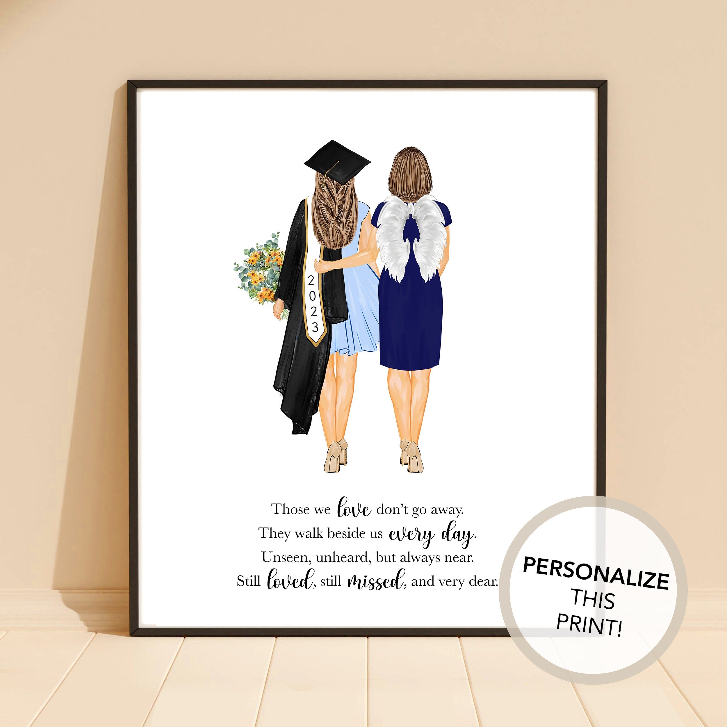 Personalized Graduate & Mom Portrait | Memorial Art Print (Digital Download)