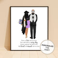 Personalized Graduate and Dad Portrait Art PRINT | Graduation, Father of Grad Custom Art, In Memorial Drawing, Quote, High School, College