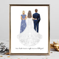 Personalized Bride & Parents Portrait Print | Custom Wedding Gift