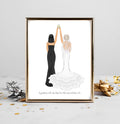 Personalized Bride and Maid of Honor Art PRINT | Bridesmaid Custom Wedding Art
