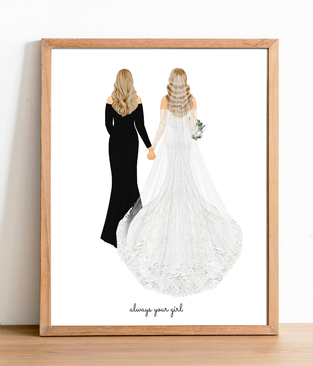 Personalized Mother & Bride Portrait Print | Custom Wedding Gift