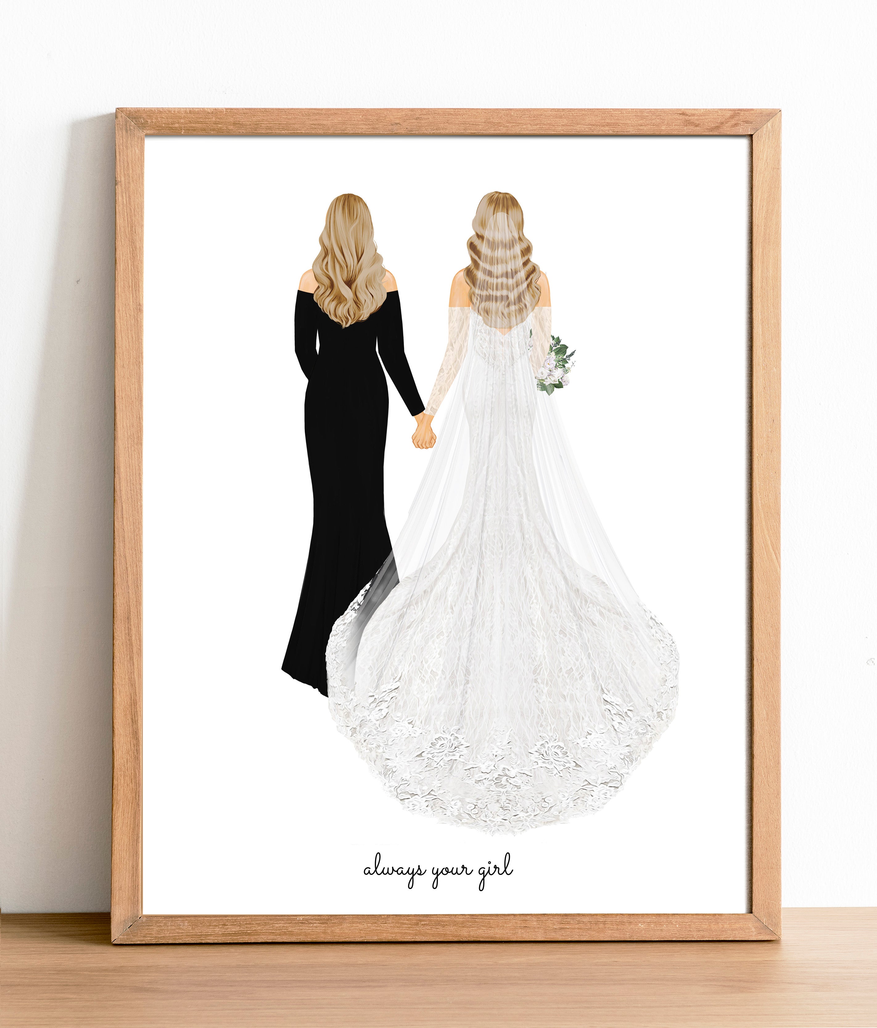 Personalized Mother & Bride Portrait Print | Custom Wedding Gift