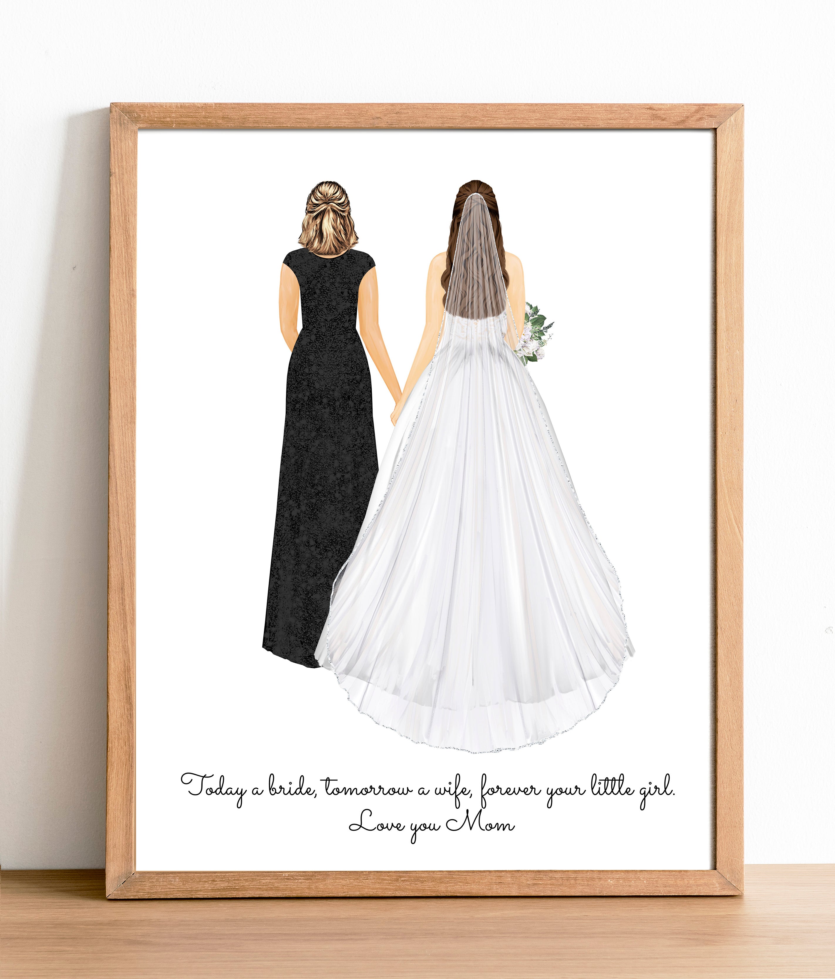 Personalized Mother & Bride Portrait Print | Custom Wedding Gift