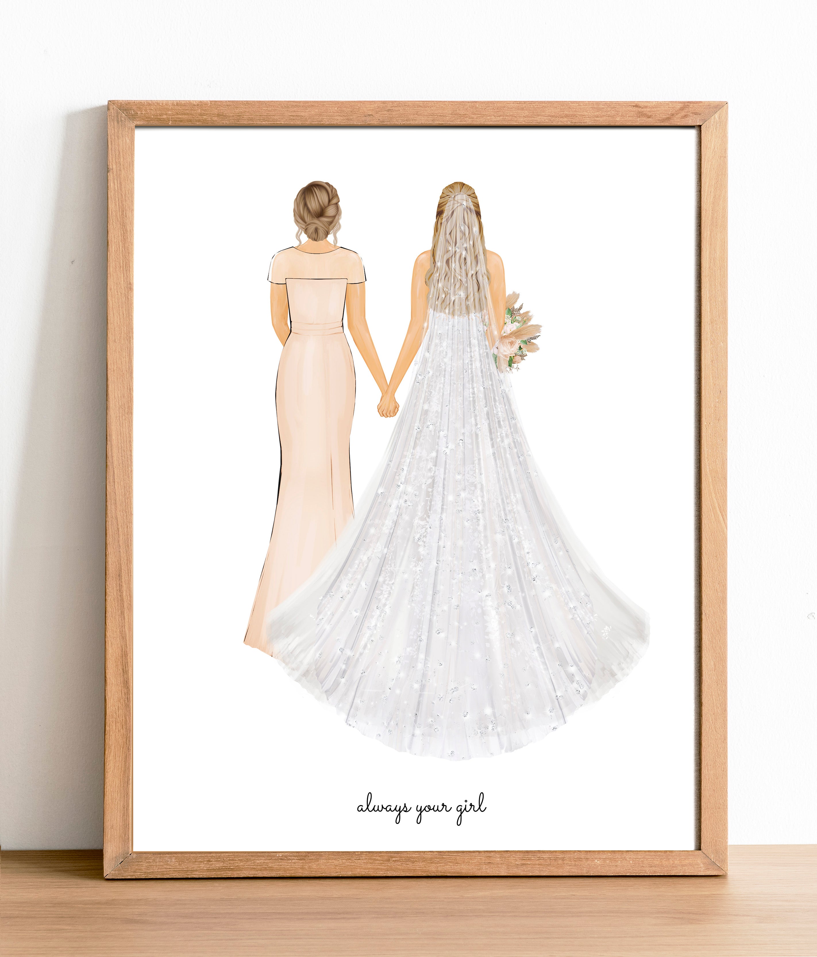 Personalized Mother & Bride Portrait Print | Custom Wedding Gift