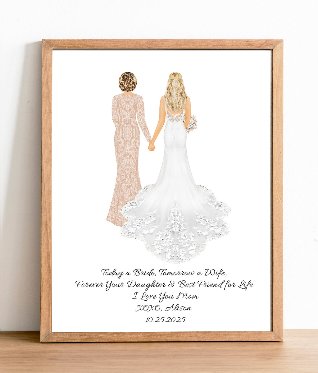 Personalized Mother & Bride Portrait Print | Custom Wedding Gift