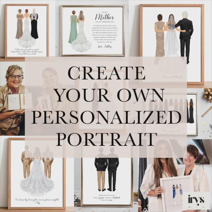 Custom Bride & Bridesmaid Portrait Print | Personalized Wedding Gift