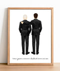 Personalized Groom and Dad Portrait Art PRINT | Father of the Groom Custom Wedding Art